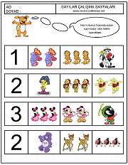 okul öncesi sayılar çizgi çalışmaları